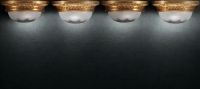 Set of four ormolu ceiling lights and cut crystal bowls.