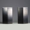 Velca Legnano - Pair of black lacquered sheet metal and steel wastepaper baskets, circa 1960-70.