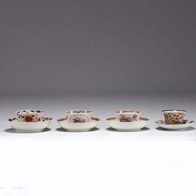 China - Set of various pieces of polychrome porcelain, 18th century.