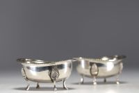 Pair of R Miracoli & F. Milano solid silver salerios, hallmarked 800.