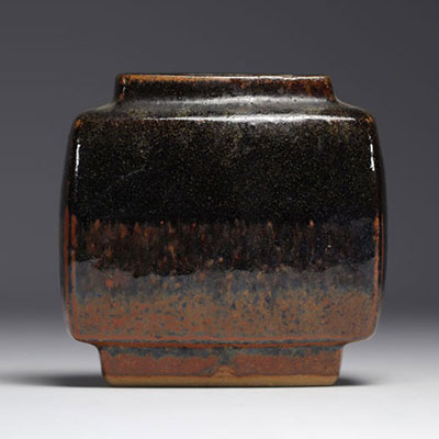 Pierre CULOT (1938-2011) Enamelled stoneware vase in shades of brown, circa 1970