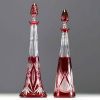 Val Saint Lambert - Set of two Art Deco decanters in red lined and cut crystal.