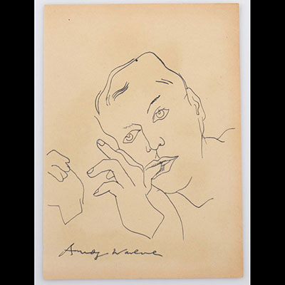 Andy Warhol, Attributed to Drawing in black felt-tip pen on paper Signed, unique work