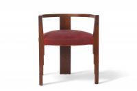 Modernist Art Deco tripod armchair in mahogany veneer.