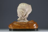 ‘Woman with scarf’ alabaster and marble bust, probably Italy, circa 1900.