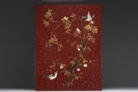 Japan - Lacquer plaque with bird design, Meiji period.