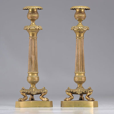 (2) Pair of Empire bronze candlesticks