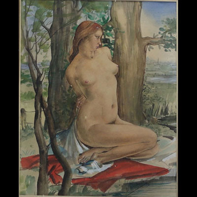 Gustave DE BRUYNE (1914-1981) ‘Femme dénudée’ Watercolour signed and dated 1944.