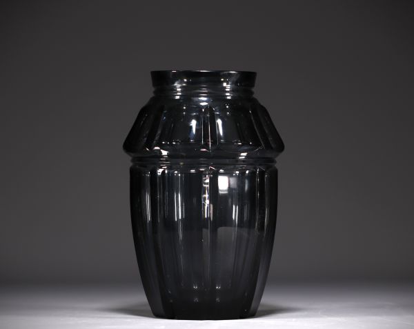 Joseph SIMON (1869-1960) - Val Saint Lambert - Imposing vase in shades of grey, Art Deco period.