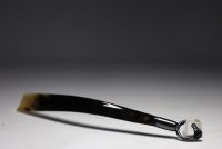 HERMES Paris - Buffalo horn and silver-plated metal shoehorn by Ravinet Denfert.