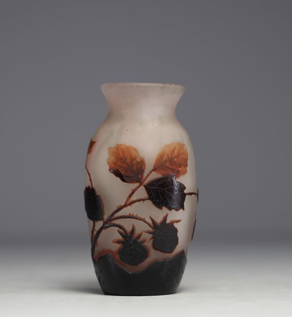 ARSALL Lausitzer-Weisswasser - Vase en verre multicouche dégagé à l'acide à décor de mûrier, vers 1920.