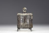 Three glass perfume bottles with silver mountings in the Empire style.