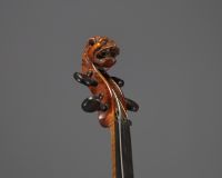 Violon de marque Remy orné d'une tête de chimère sculptée, marque au fer intérieur, époque XIXème.