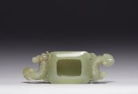 China - Jadeite carp brushwork, Qing period.