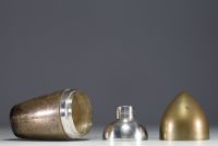 Set of three Art Deco silver-plated metal shakers, one of which was made by Gallia, France