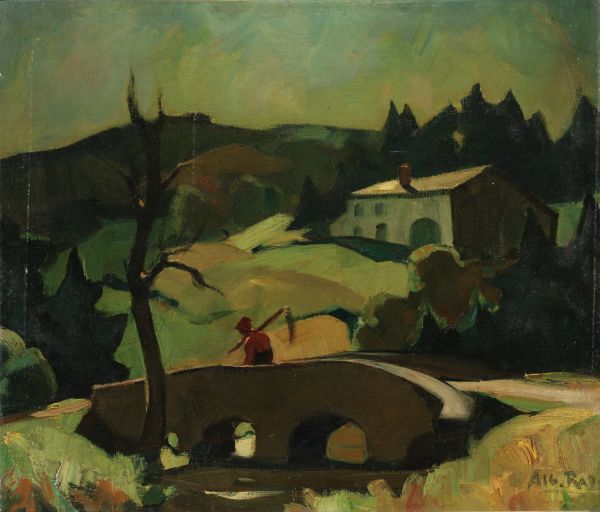 Albert RATY (1889-1970) ‘Maison en Ardenne’ Oil on canvas, signed.