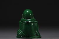 Chine - Bouddha en porcelaine monochrome verte.