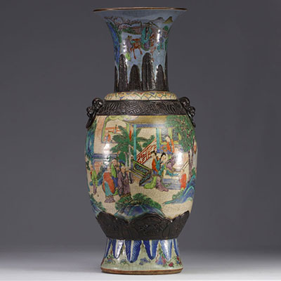 A nanking porcelain vase decorated with characters from 19th century