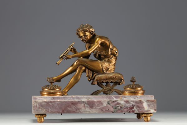 ‘Young Bacchus’ Marble and bronze inkwell.