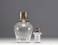 Small glass and silver decanter in the Louis XVI style, hallmarked Minerve.