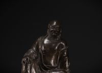 Chine - Bouddha en bronze, trace polychromie, d'époque XVIIe siècle.