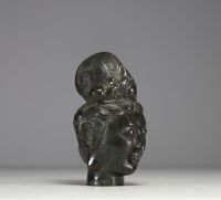 Indonésie - Tête de Bouddha en bronze.