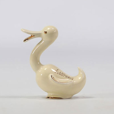 VILLEROY & BOCH Septfontaines sculpture en forme d'un canard blanc et doré en faïence