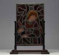 ‘Pre-Raphaelite angel spreading its wings’ English stained glass Art and Craft Movement, exceptional quality, work very close to that of Edward Burne-Jones, circa 1880