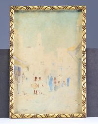 Nestor OUTER (1865-1930) ‘La rue Abdel Kader à Alexandrie’ Watercolour, signed and dated 1910.