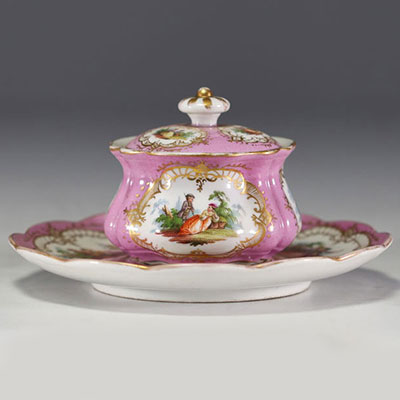 Meissen Porcelain Manufactory - Polychrome porcelain fruit bowl, first Meissen mark.