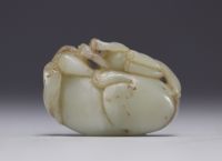 China - Carved jade reclining lions, 18th century.