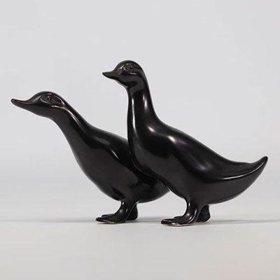 VILLEROY & BOCH Septfontaines, couple de canards noirs en faïence