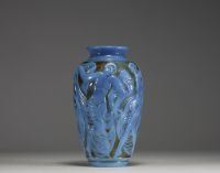 Georges CONDE et MOUGIN (XXth century) ‘Danseuses’ ovoid ceramic vase, blue enamelled, decorated with a frieze of dancers, recessed signature under the base, circa 1930