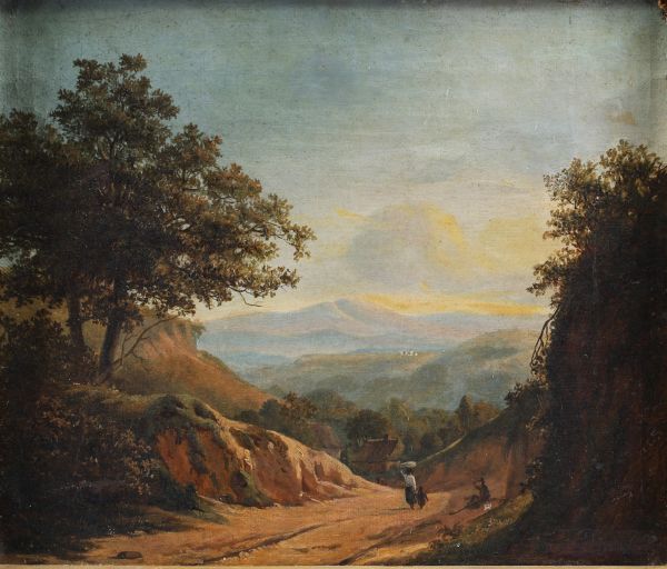 ‘The Road’, country scene, oil on canvas, 19th century.