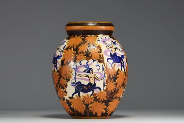 KERAMIS - Imposing vase with centaurs, Art Deco period, decor 2846.