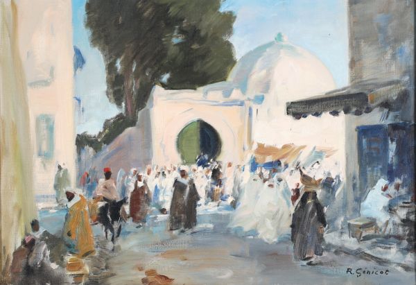 Robert GÉNICOT (1890-1981) “Mosquée à Sidi Bou Inia” Oil on canvas, signed.