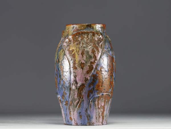 Francesco BENEDETTI (XXth) - Pupil of Arthur CRACO - Rare enamelled stoneware vase, circa 1900-20