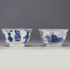 China - Set of two white and blue porcelain bowls from Kangxi period.