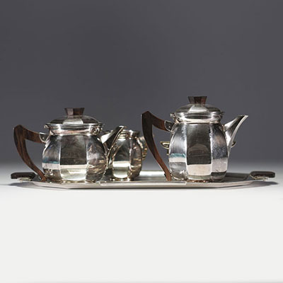 DUROUSSEAU et RAYNAUD - Art Deco silver-plated coffee service, circa 1930.