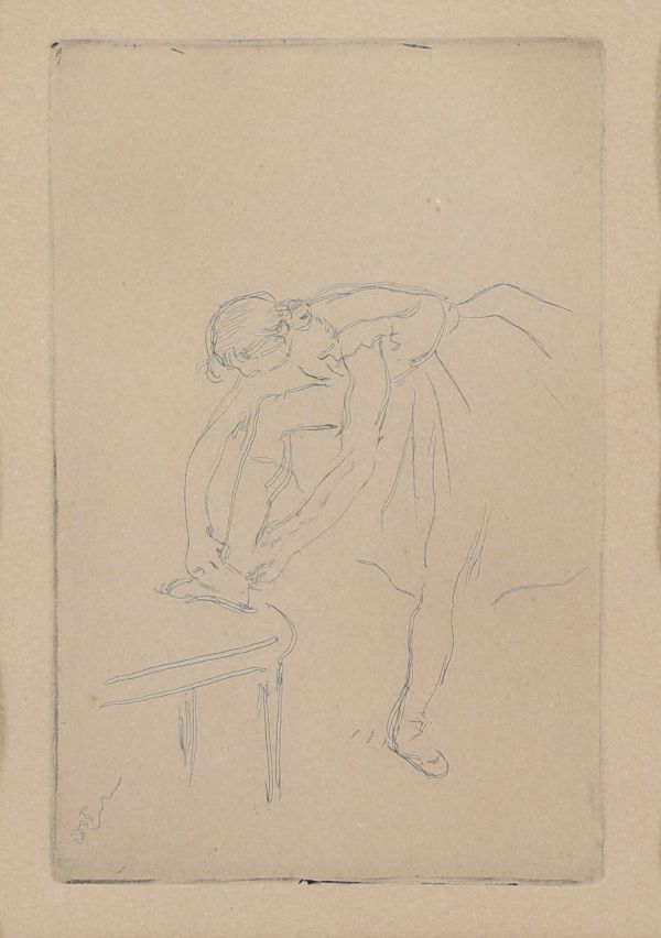 Edgar DEGAS (1834-1917) after - ‘Danseuse chaussant ses ballerines’ Lithograph, Editions Rencontre.