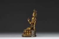 Chine - Tibet - Figure de Shadakshari Lokeshvara en bronze doré d'époque XVIIème.