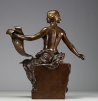 Georges Marie Valentin BAREAU (1866-1931) ‘Allégorie de l'histoire’ Sculpture in bronze with brown and gold patina, signature and Barbedienne foundry stamp.