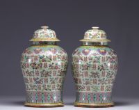 China - Pair of famille rose covered potiches, 19th century.