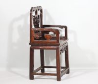 Chine - Vietnam - Fauteuil en bois exotique et incrustations de nacre pour le marché Peranakan nyonya, XIXème.