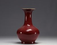 China - Oxblood porcelain baluster vase, Qing period.