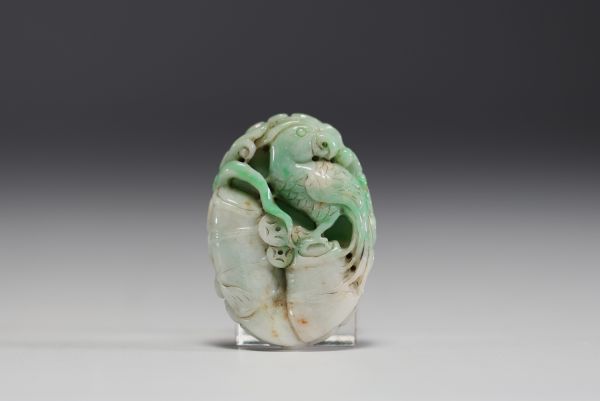 China - Jade pendant with parakeet design.