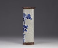 China - Nanqin porcelain scroll vase decorated with birds and flowers.