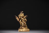 Chine - Tibet - Mahachakra Vajrapani, divinité en bronze doré.