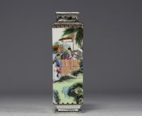 China - Polychrome porcelain vase with character decoration, Republic period.
