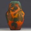 DAUM Nancy - Vase in acid-etched multi-layered glass decorated with leaves and chestnut tree fruit, signed.